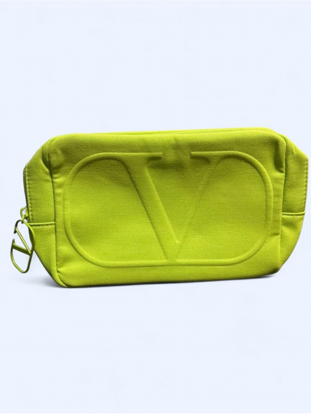 Valentino Garavani Neon Green Embossed V Cosmetic Pouch